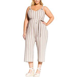 City Chic Trendy Plus Size Carmine Striped Cropped Jumpsuit Size 14